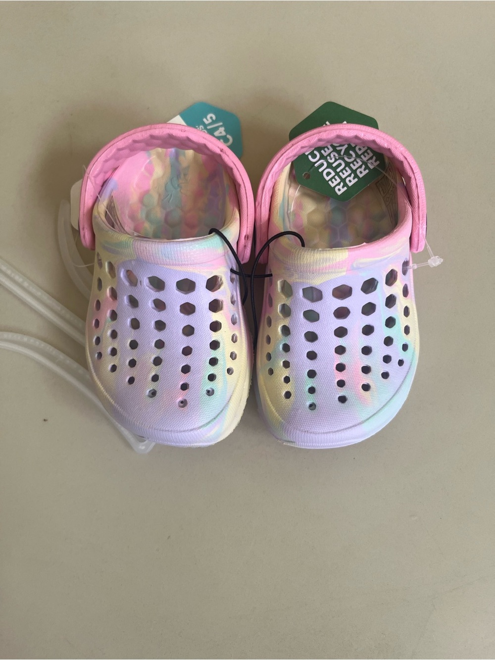 NWT  Joybees Kids Pastel Tie-Dye Clog Sandals - Pink Accent Size C4-5